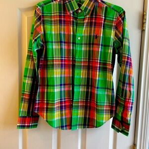 Ralph Lauren Sport women’s button down. Size 12. Summer plaid.